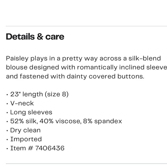 1 hour sale. Veronica Beard, Simmons Paisley floral silk blend tops - Picture 7 of 10